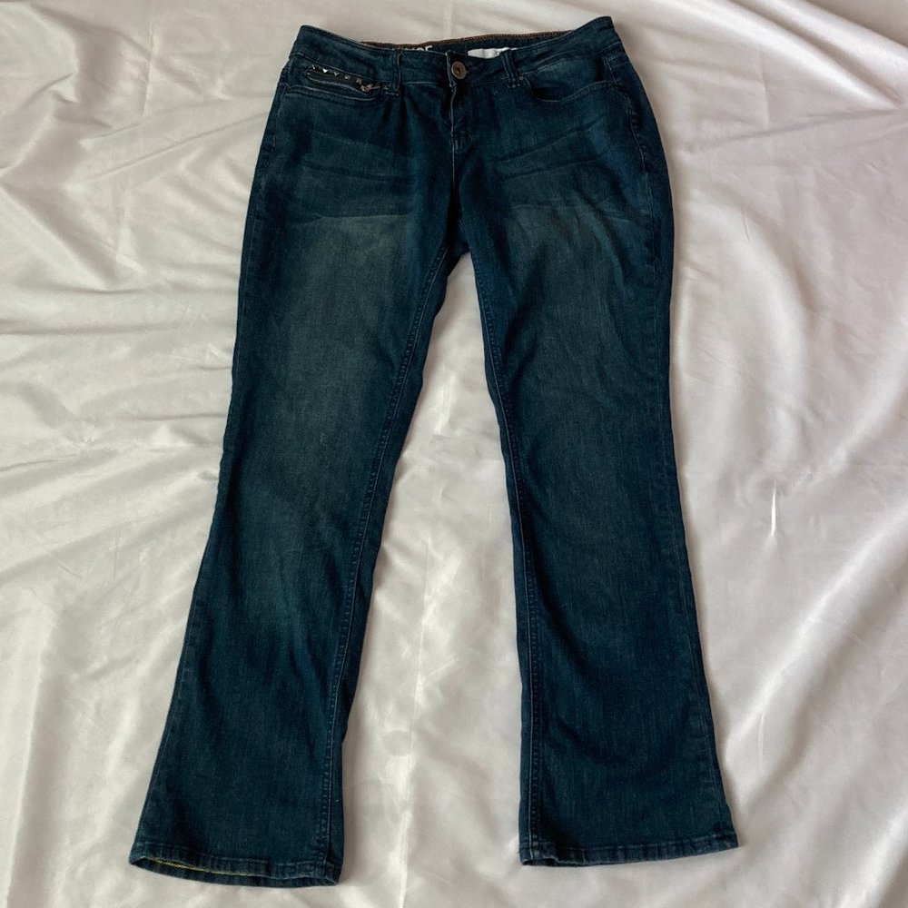 DKNY Jeans East Side Jeans Boot Cut Flare Color Blue Studded Women Size 8P